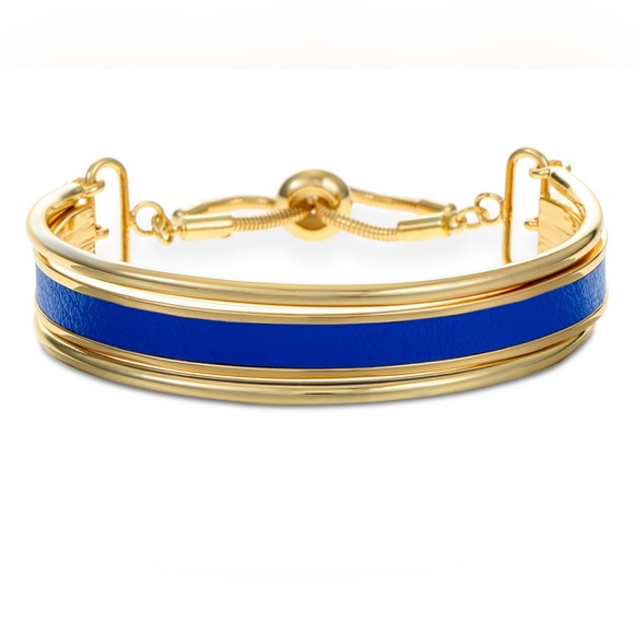 Alfani Jewelry - Alfani Gold-Tone Faux-Leather Inlay Slider Bracelet
